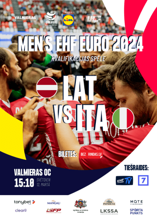 MEN’S EHF EURO 2024 KVALIFIKĀCIJAS SPĒLES HANDBOLĀ LATVIJA ITĀLIJA